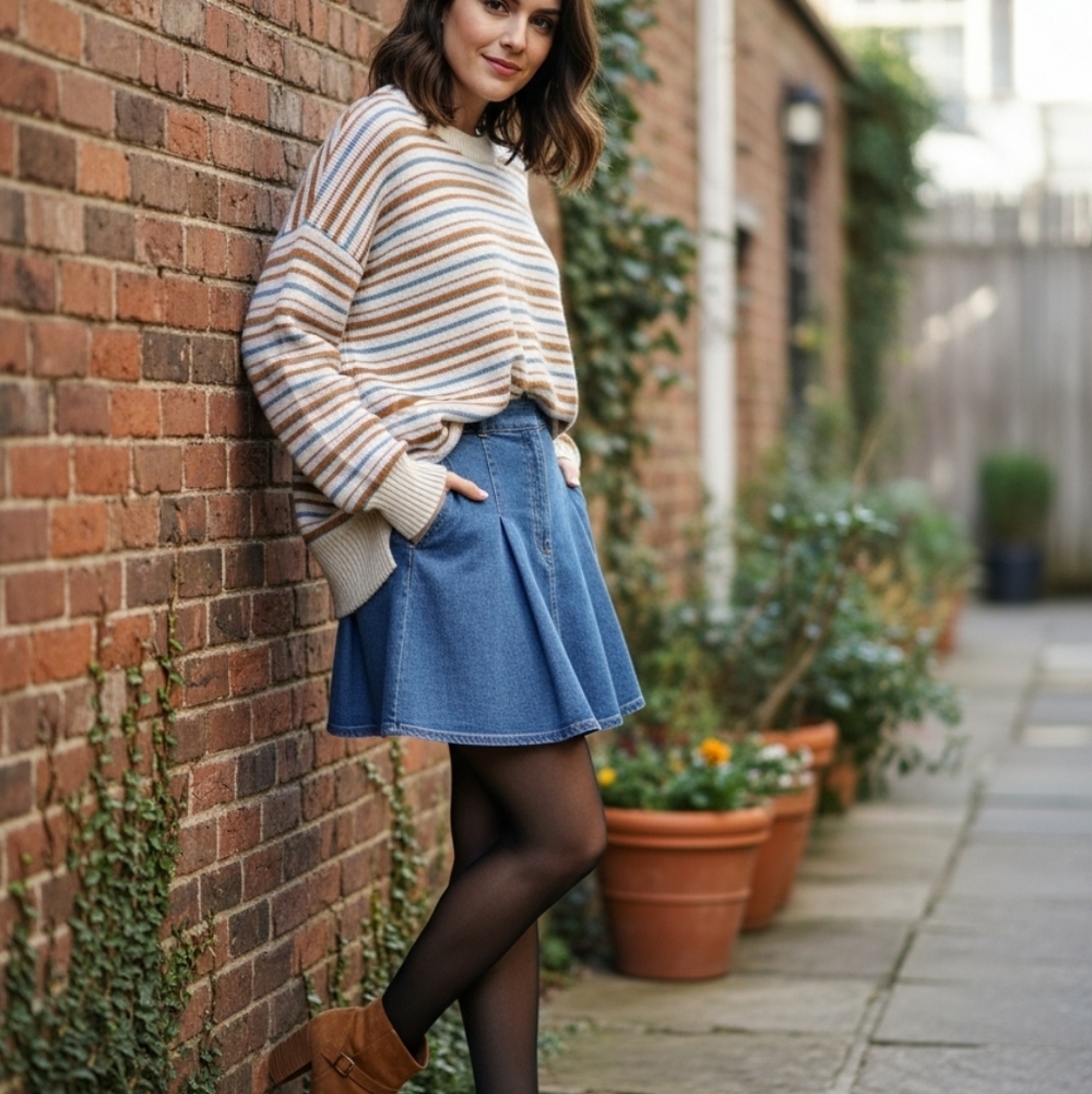 Arizona Jean Company Striped Sweater - Cream, Brown, Blue